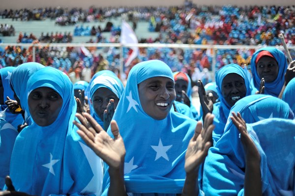 Women adorned in Somali flags celebrate Somalia's Independence Day at ...